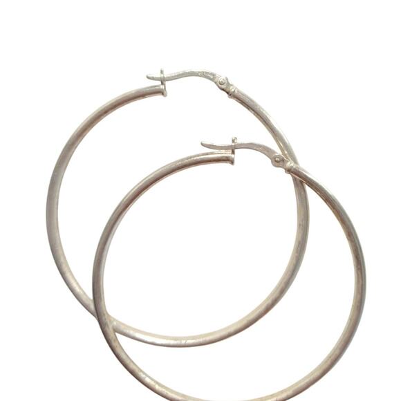 SU IN 925 Sterling Silver Round Hoop Huggie Earrings Large Classic Signed Lot - Picture 3 of 9